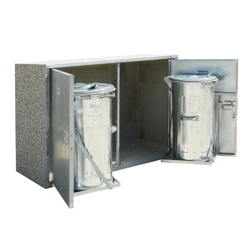 Stanowisko pojemników na odpady - 2 x poj. metalowe